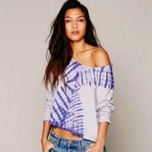 Free People Tie Dye Off Shoulder Crop Top Purple S